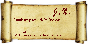 Jamberger Nándor névjegykártya